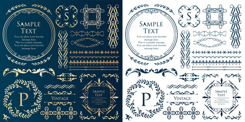 ビンテージフレーム　デザインテンプレート　コピースペース　ラグジュアリー　ウエディング