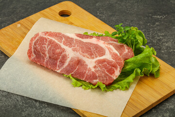Raw pork meat neck steack