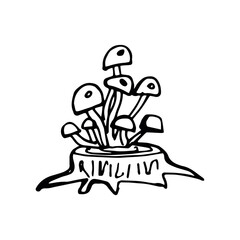 Hand-drawn mushrooms doodle autumn set.