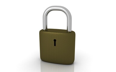 3D illustration of lock on white background