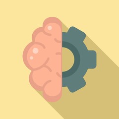 Brain gear innovation icon. Flat illustration of brain gear innovation vector icon for web design