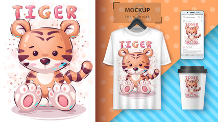 Cute tiger poster and merchandising.