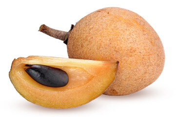 camera shot on fresh sapodilla fruit with isolated background