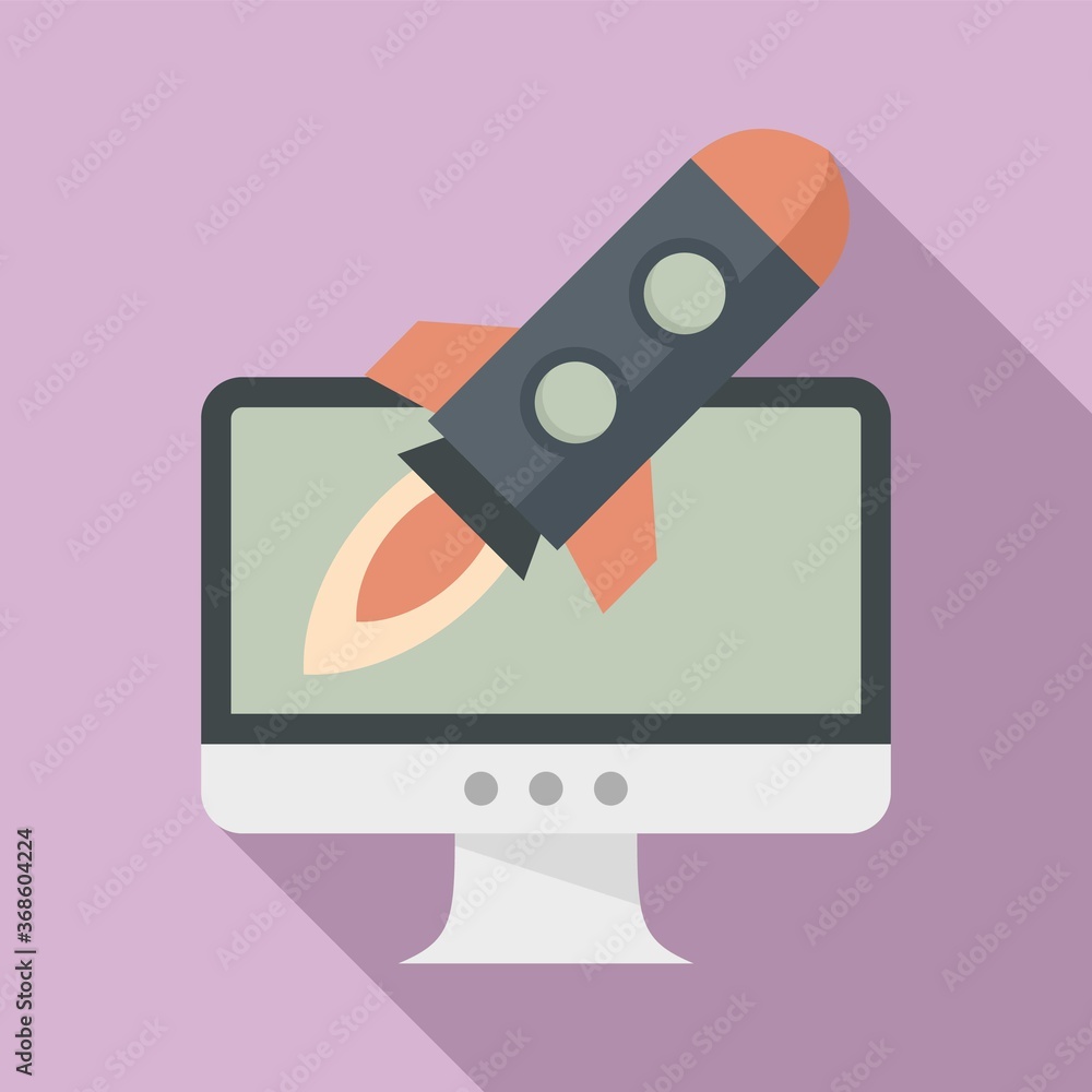 Poster rocket startup innovation icon. flat illustration of rocket startup innovation vector icon for web d
