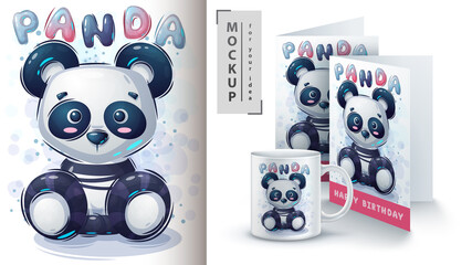 Teddy panda poster and merchandising. © rwgusev