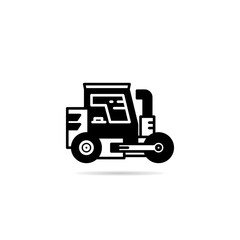tractor icon with drop shadow vector illustration