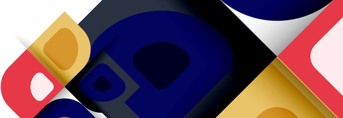 Set of vector modern geometric abstract backgrounds with repeating abstract round shapes patterns and shadow effects