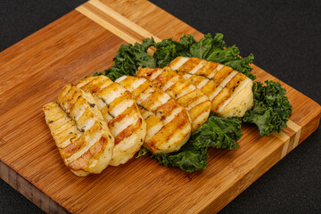 Grilled Greek haloumi cheese with herbs