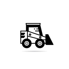 bulldozer icon with drop shadow vector illustration
