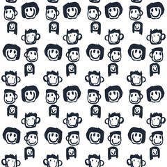 Seamless pattern of smiling persons. Image for a poster or cover. Repeating texture. Figure for textiles.