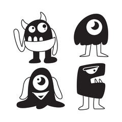 funny and doodle monster characters
