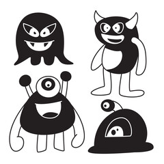 funny and doodle monster characters