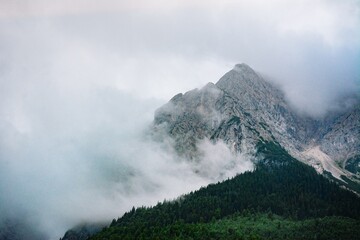 fog over the Alps mountains