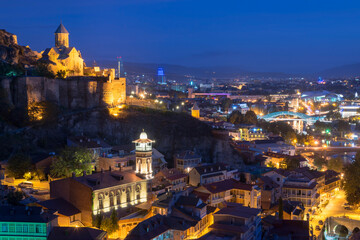 Fototapeta na wymiar Overview over Tbilisi at dawn, Georgia, Caucasus, Middle East, Asia