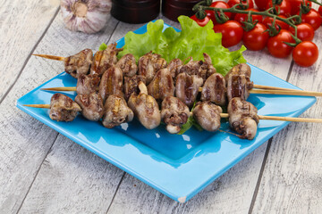 Chicken hearts skewer