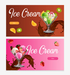 Ice Cream Realistic Banners
