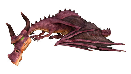 3D Rendering Fairy Tale Dragon on White