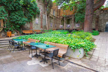 Writers' House of Georgia, Patio, Tbilisi, Georgia, Caucasus, Middle East, Asia