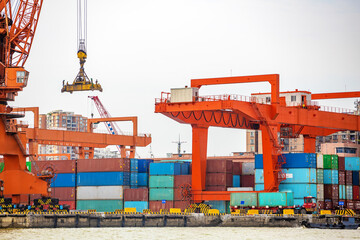 Busy container terminal in China