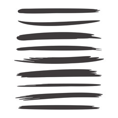 black hand painted brush vector set