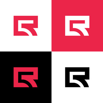  Initial letter CR or LR logo design template elements, minimal style monogram, square shape typography - Vector