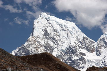 Snow summit of Cholatse mountain, Himalaya, Nepal