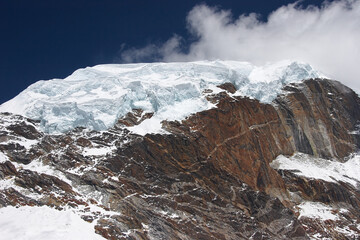 Giant glacier at Nirekha mountain summit, Himalaya, Nepal