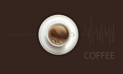 A realistic cup pulse of black coffee