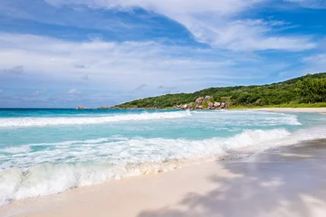 Keuken foto achterwand Anse Source D'Agent, La Digue eiland, Seychellen Blue lagoon and white sand on sunny summer day, on amazing Anse Source D'Argent tropical beach, La Digue island,  Seychelles. Luxury exotic travel concept