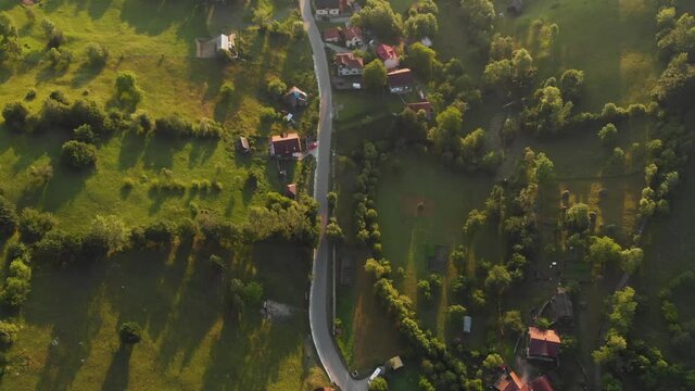 Sunrise over the green hills of Transylvania