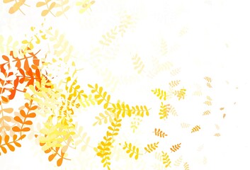 Light Orange vector abstract pattern with leaves.