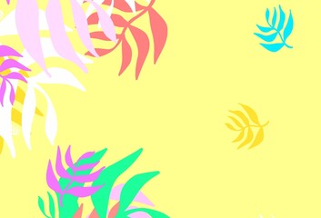 Fototapeta na wymiar Light Multicolor vector doodle pattern with leaves.