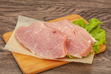 Raw pork steak for cooking