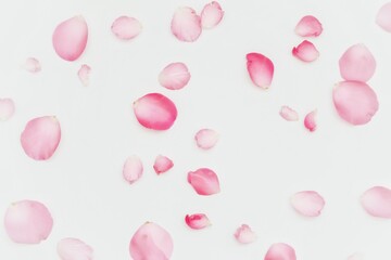 Blurred a group of sweet pink rose corollas with softly style on white isolated with copy space and softy style 