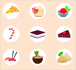 Vector web site onboarding screens template. Set of food icons. Menu banners for website and mobile app development.
