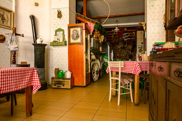 Empty indoor traditional tavern, restaurant