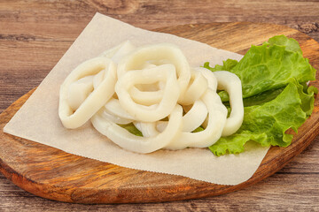 Raw squid rings for cooking
