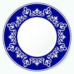 Frame of  vector ornamental elements with motifs of Kazakh, Kyrgyz, Uzbek, Tatar, Yakut, Turk. National Asian decor for borders, textile, plate, tile, and print design. Workpiece for your design