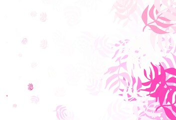Light Pink vector natural artwork with leaves.