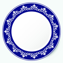 Frame of  vector ornamental elements with motifs of Kazakh, Kyrgyz, Uzbek, Tatar, Yakut, Turk. National Asian decor for borders, textile, plate, tile, and print design. Workpiece for your design