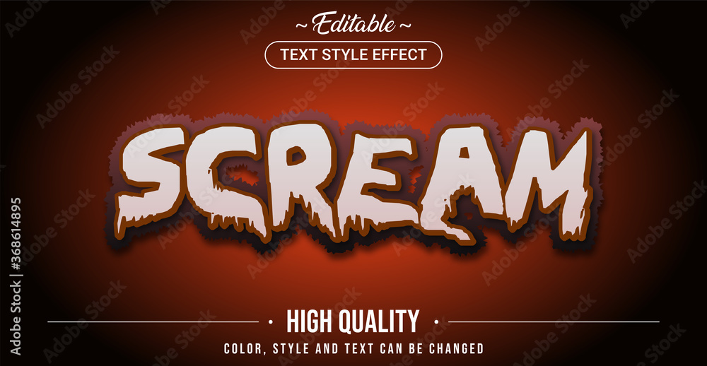 Aufkleber editable text style effect - scream theme style.