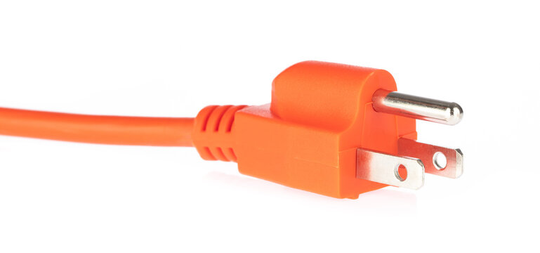 Orange Extension Cord Isolated On White Background