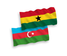 Flags of Azerbaijan and Ghana on a white background