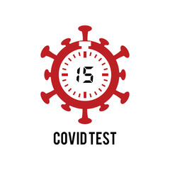 illustration vector graphic of coronavirus and timer, suitable for covid testing logo or icon 