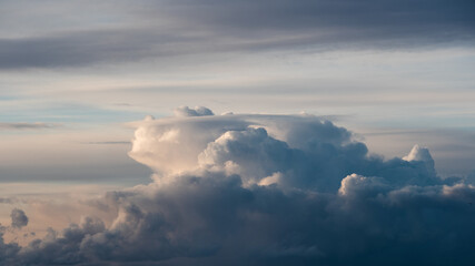 Abstract natural background, sky and puffy clouds,