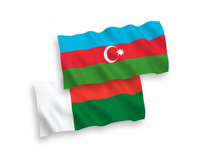 Flags of Azerbaijan and Madagascar on a white background