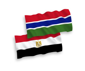 Flags of Republic of Gambia and Egypt on a white background