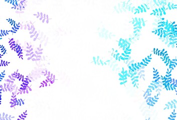 Fototapeta na wymiar Light Pink, Blue vector doodle background with leaves.