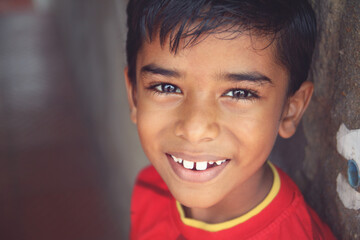 Portrait Indian little boy posing to camera	
