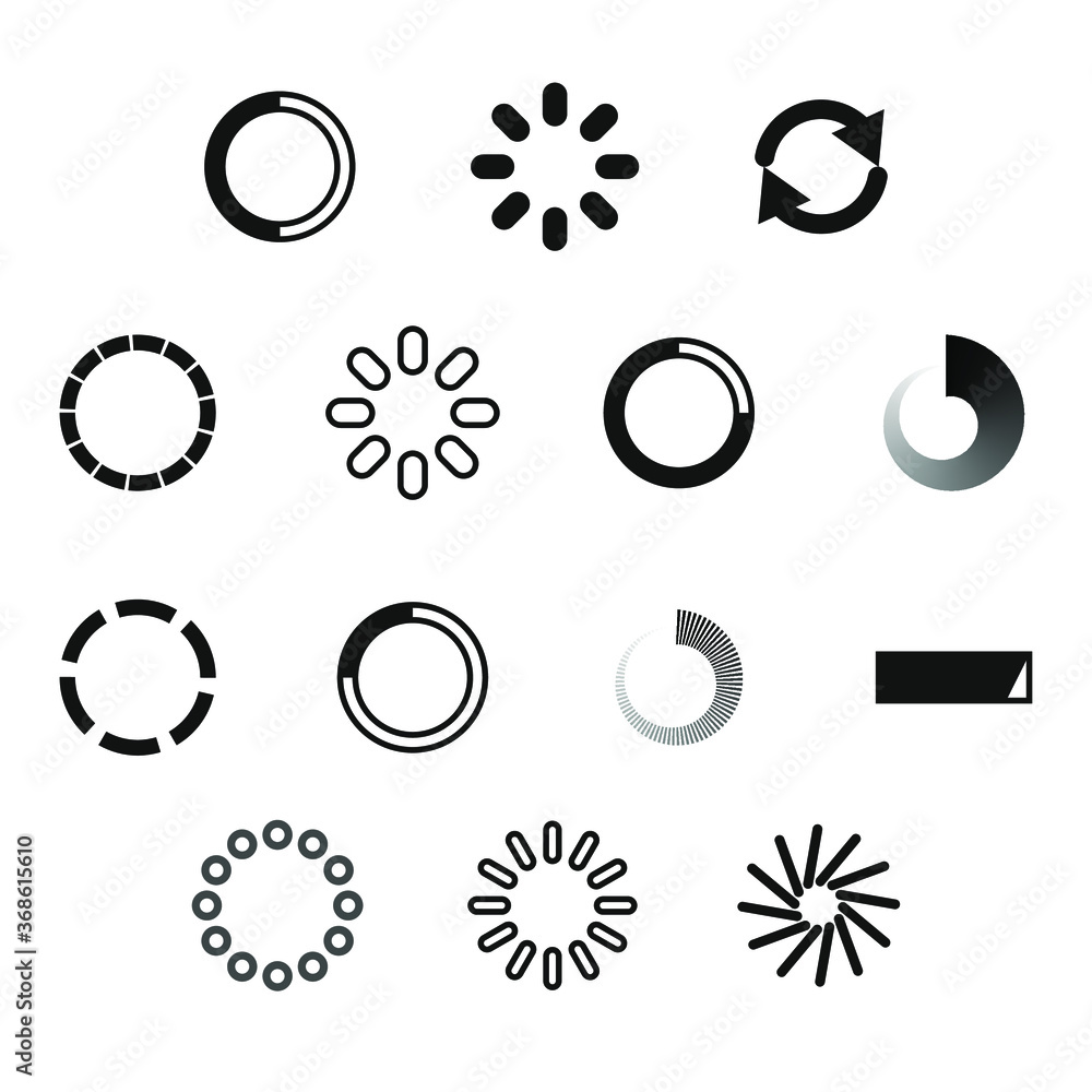 Poster set collection black line load status icons vector design style